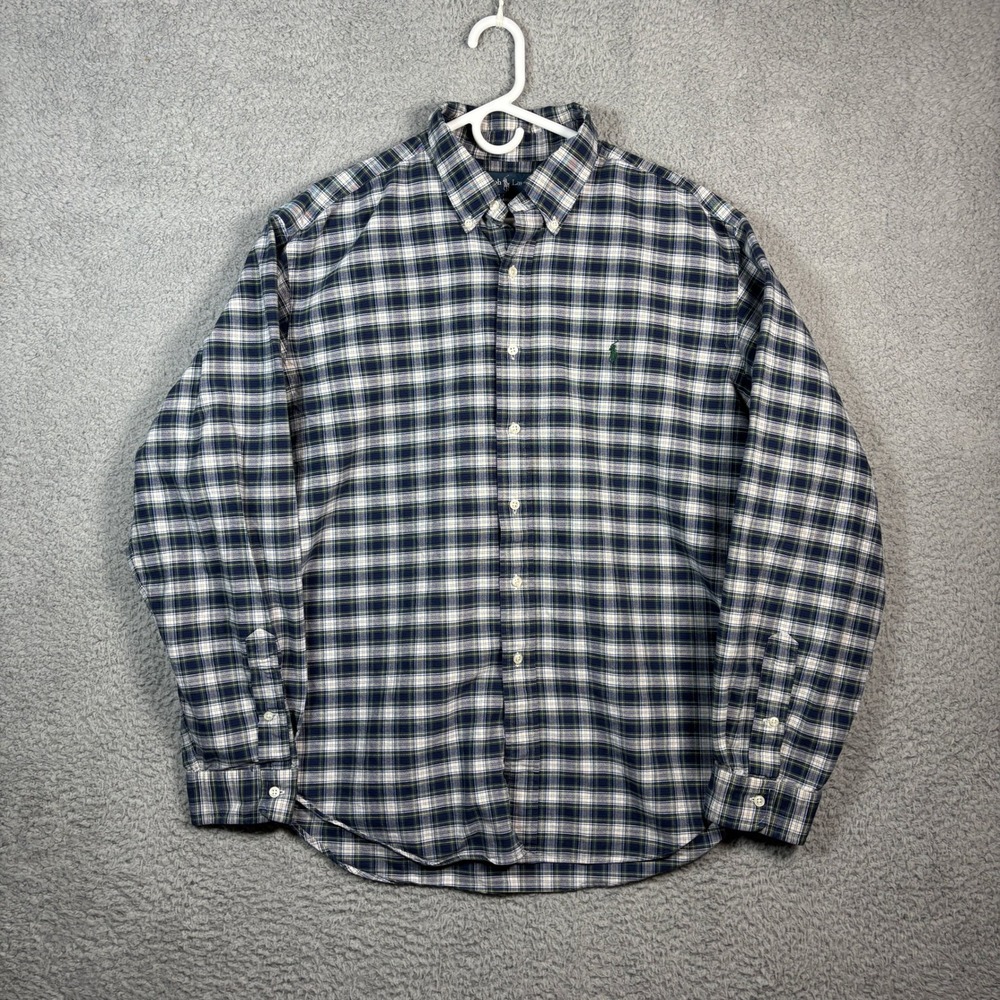 Ralph Lauren Shirt Mens XXL Navy Green Plaid Classic Fit Button Down Long Sleeve